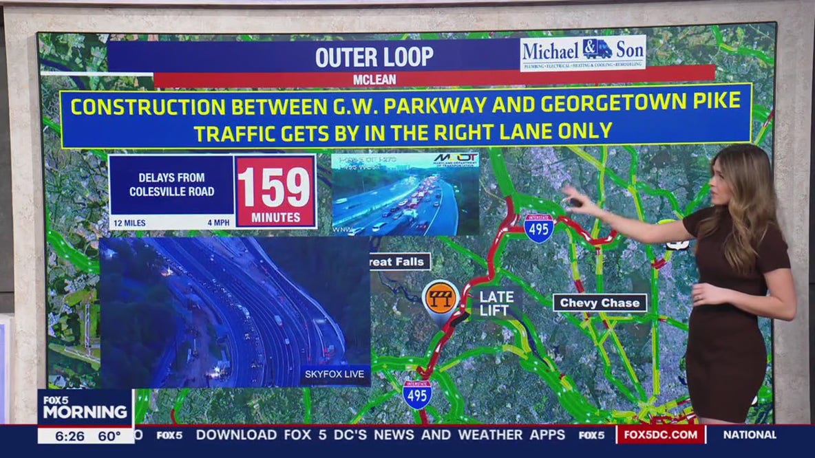 Late-lifting construction along I-495 in northern Virginia causes major delays