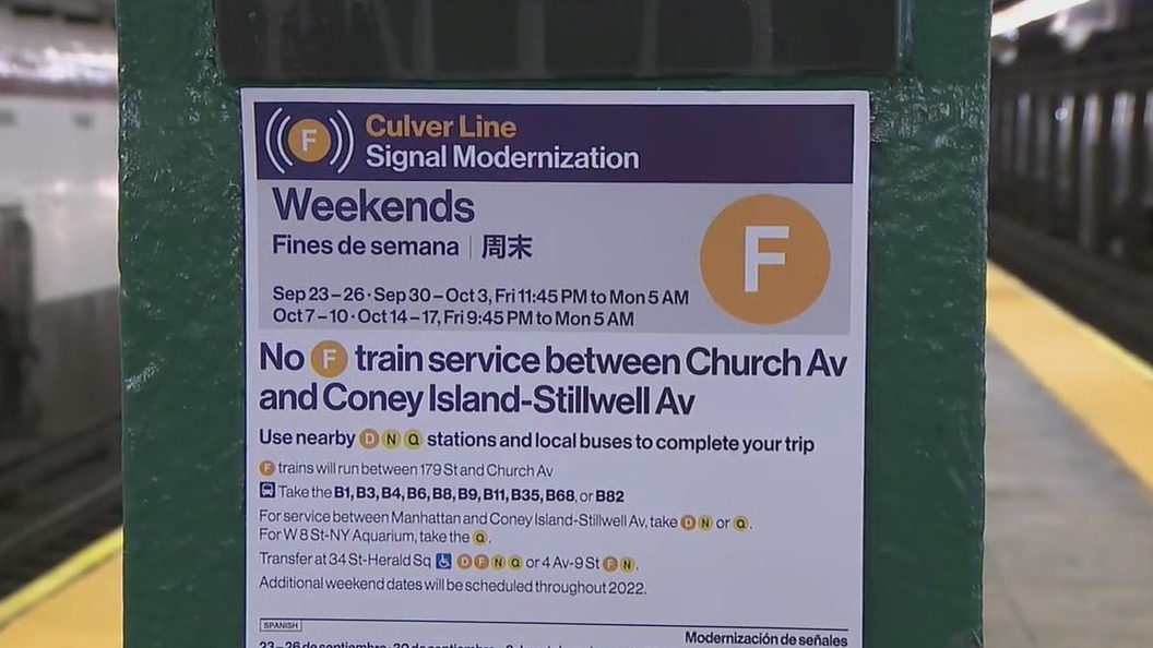 Beginning Friday, F train service suspended most weekends through 2023