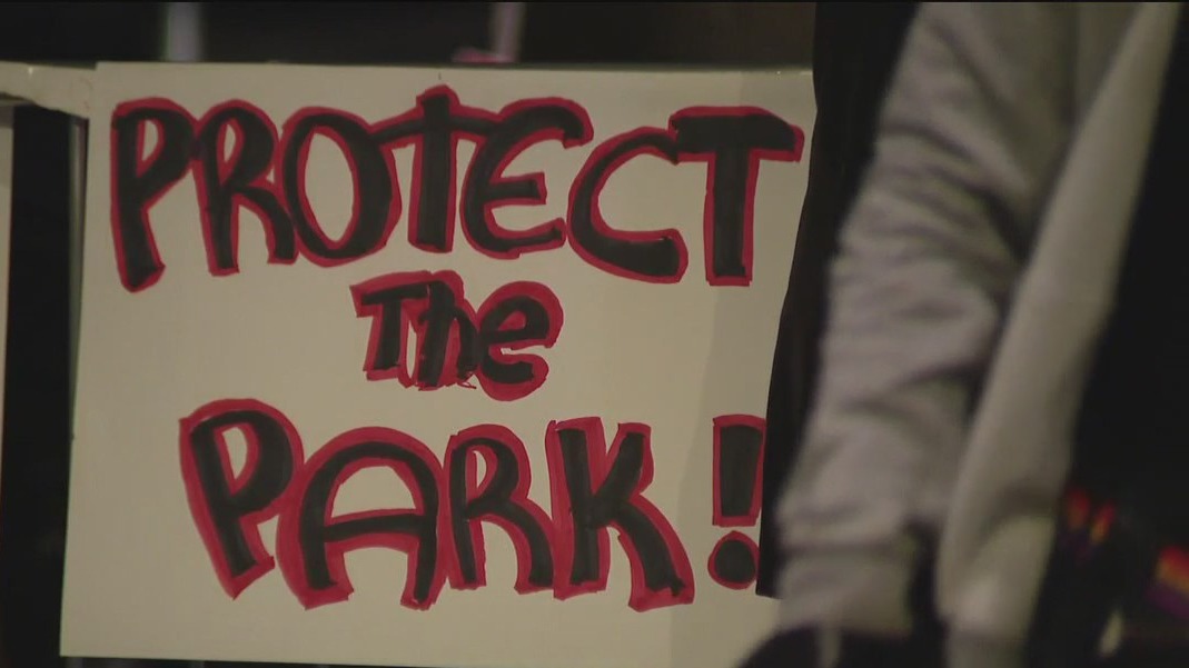 Protesters decry housing plans for Berkeley People's Park - an 'historic community space'