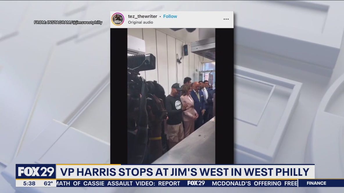 Vice President Kamala Harris stops at Jim's West in West Philadelphia