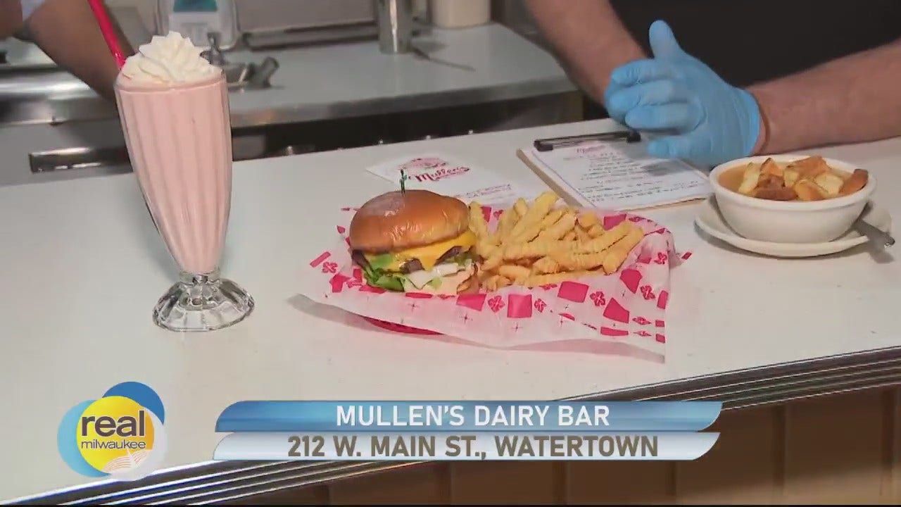 Checking out the menu at Mullen's Dairy Bar
