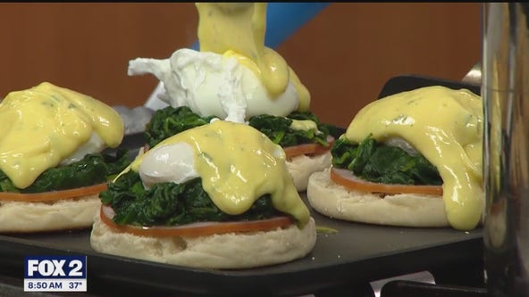 Andiamo chef Jim Oppat cooks up eggs benedict with hollandaise sauce