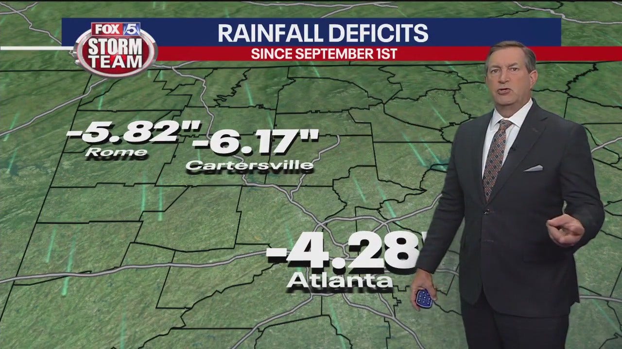 What are the rainfall deficits in FOX 5 Atlanta
