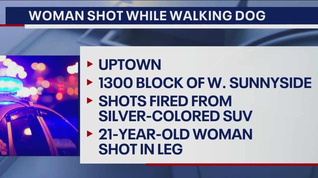 Woman shot while walking dog in Uptown