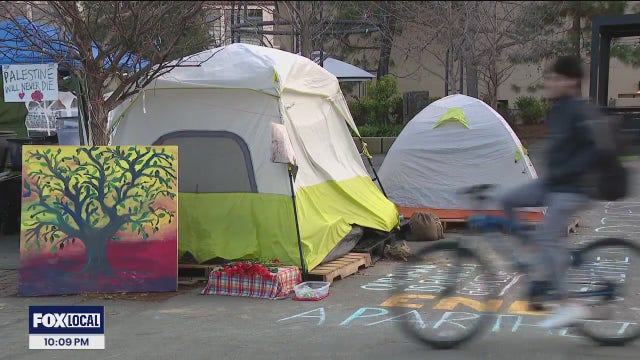 Stanford students protesting Gaza war push back against no-camping policy