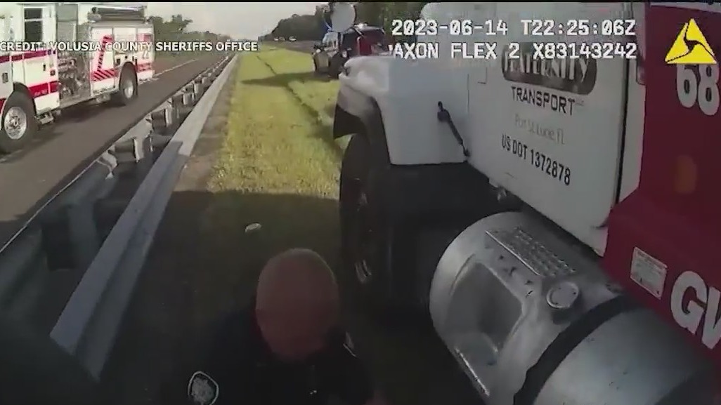 Deputy saves truck driver's life on I-95