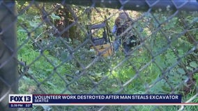 Volunteer work destroyed after man steals excavator