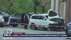 5 kids, Chicago cop injured in New City crash