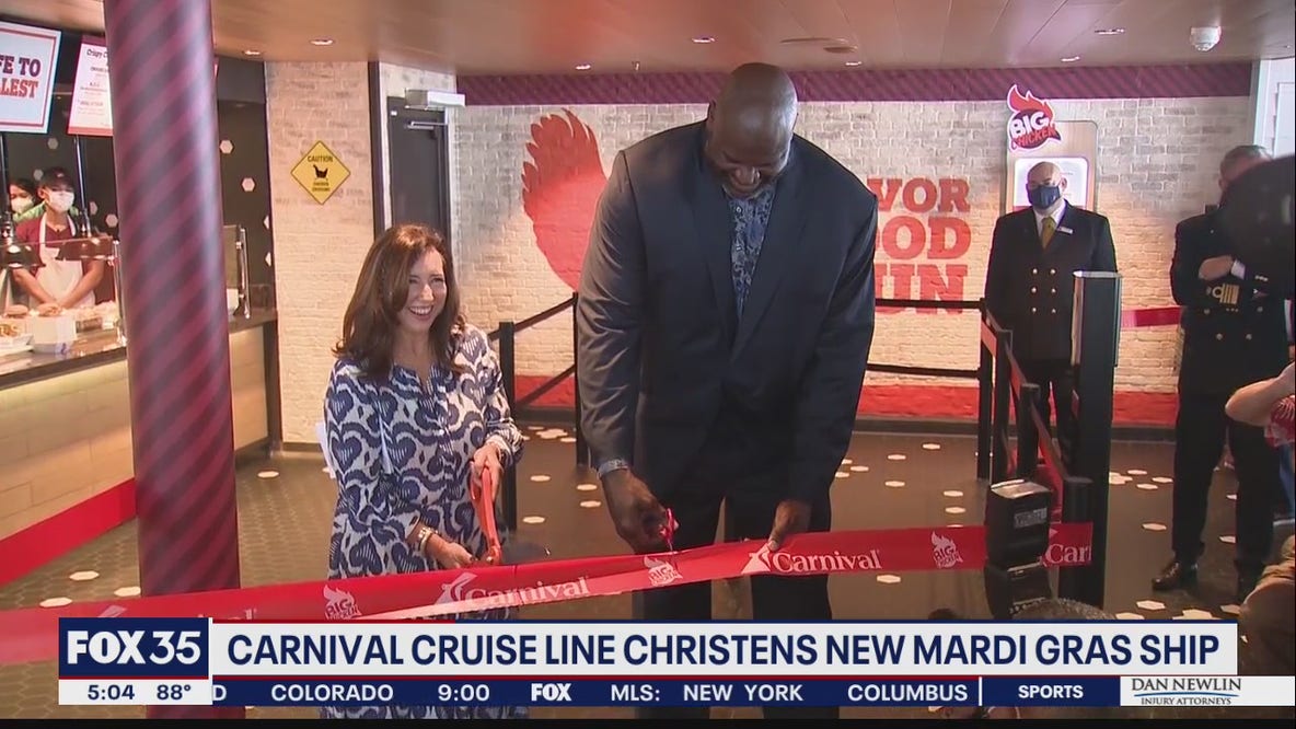Shaq helps christen Carnival's new Mardi Gras ship