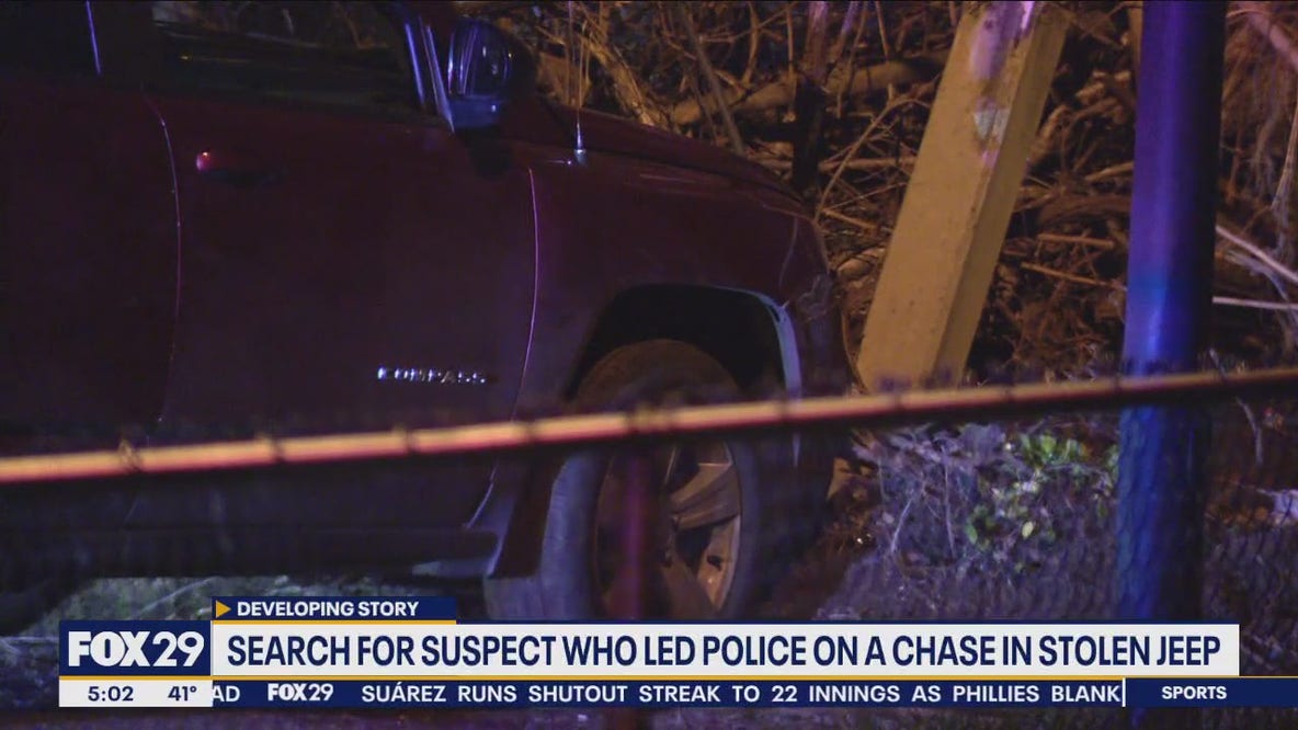 Stolen jeep leads Philadelphia police on chase; suspect sought