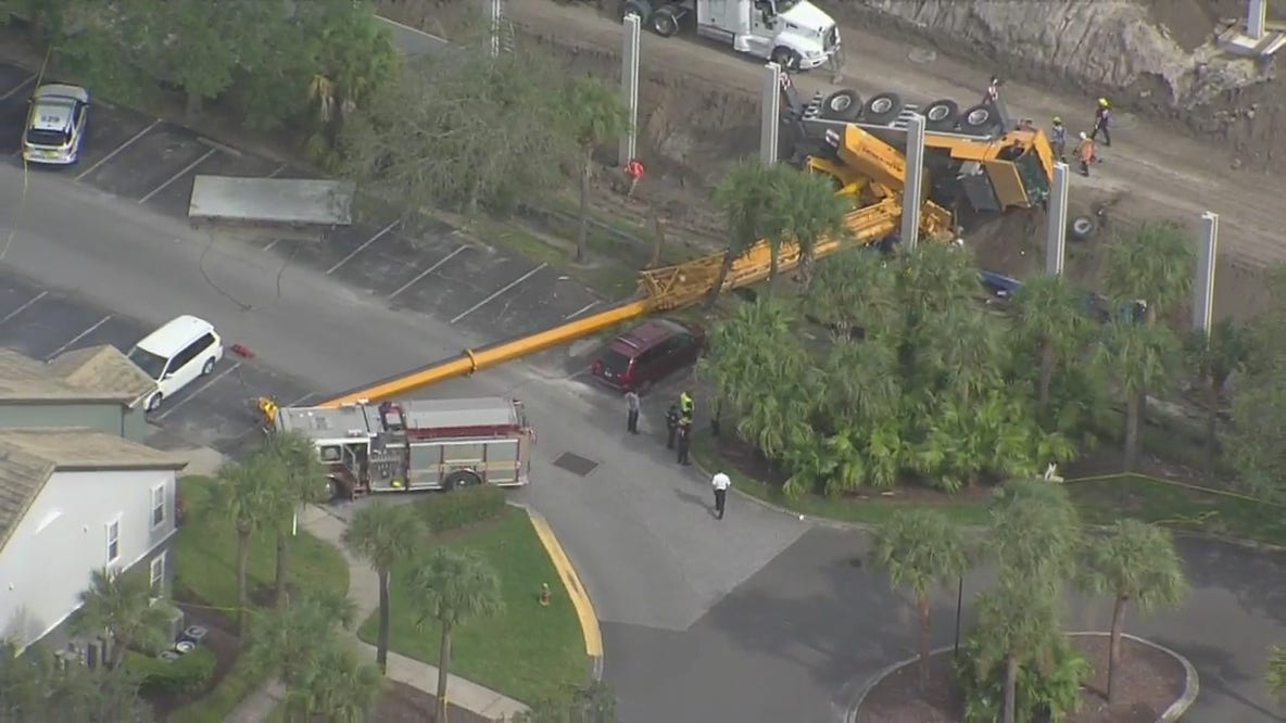 Crane topples over someone at construction site