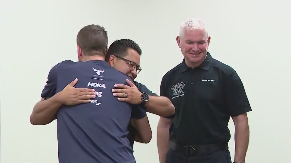 Man reunites with first responders who saved his life
