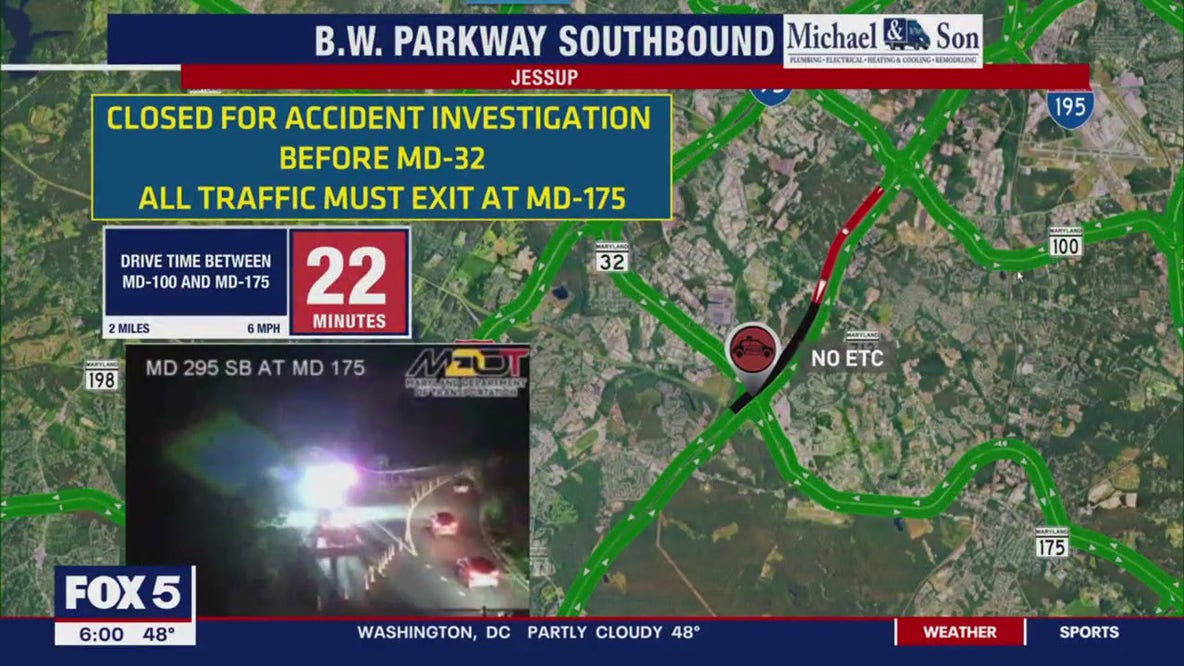 2 hurt in crash along BW Parkway