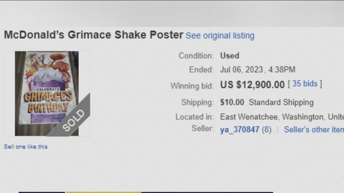 Grimace merchandise sells for $39K online