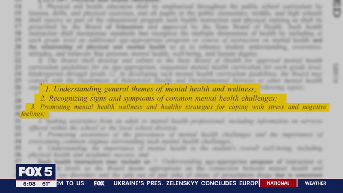 Virginia bill could require mental health courses in public schools