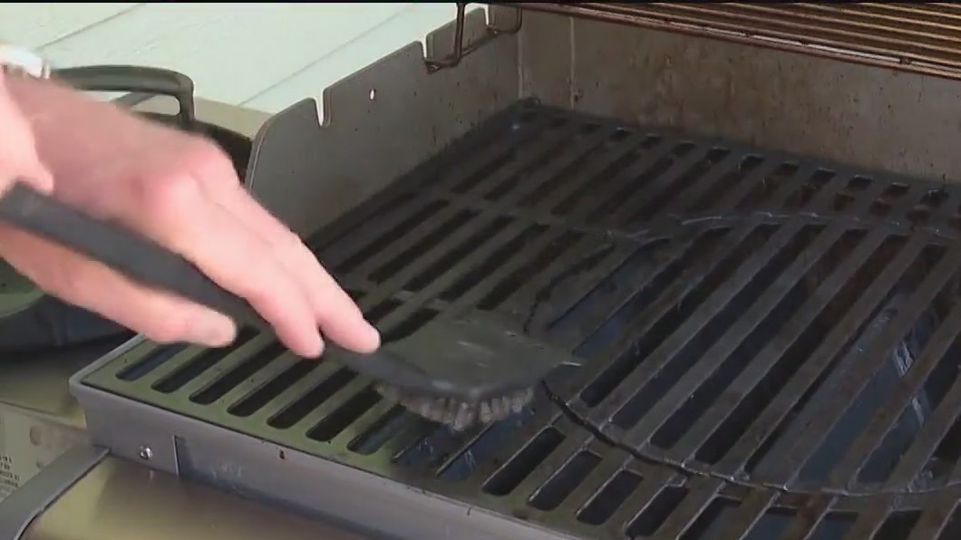 Wire from grill brush gets lodged in child's throat
