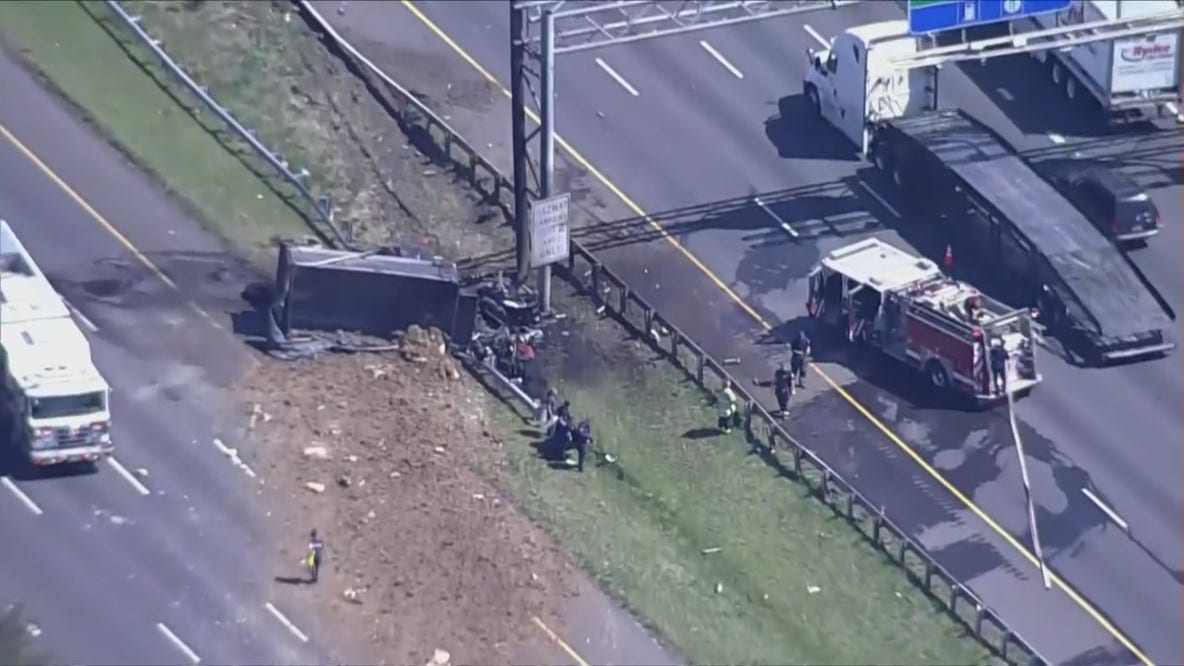 Fiery crash causes delays on DC beltway