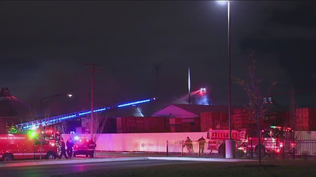 Crews battle pallet yard blaze on Chicago's West Side