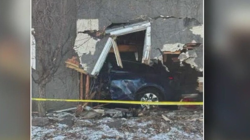 Teens driving stolen vehicle crash into garage