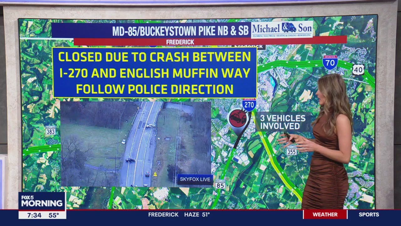 Multivehicle crash on Buckeystown Pike in Frederick causes Thursday morning delays
