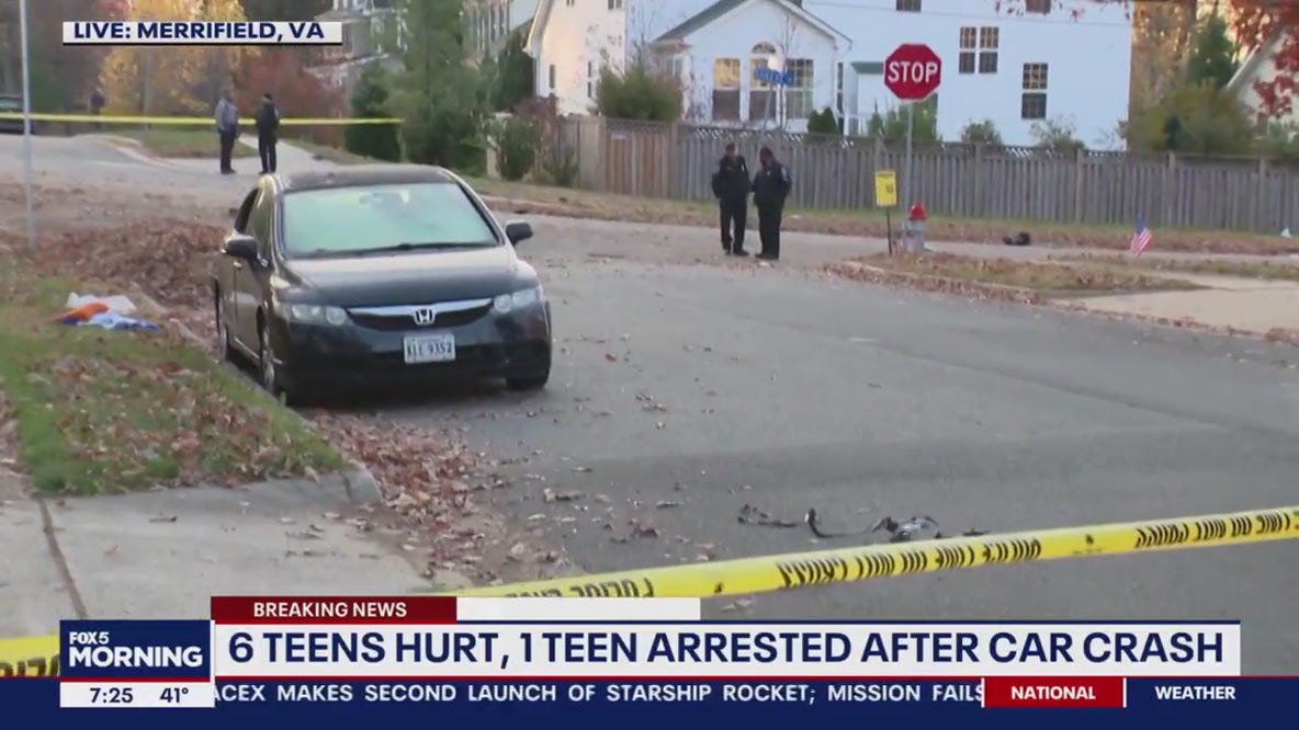 Fairfax County crash leaves 6 juveniles with life threatening injuries, 1 arrested