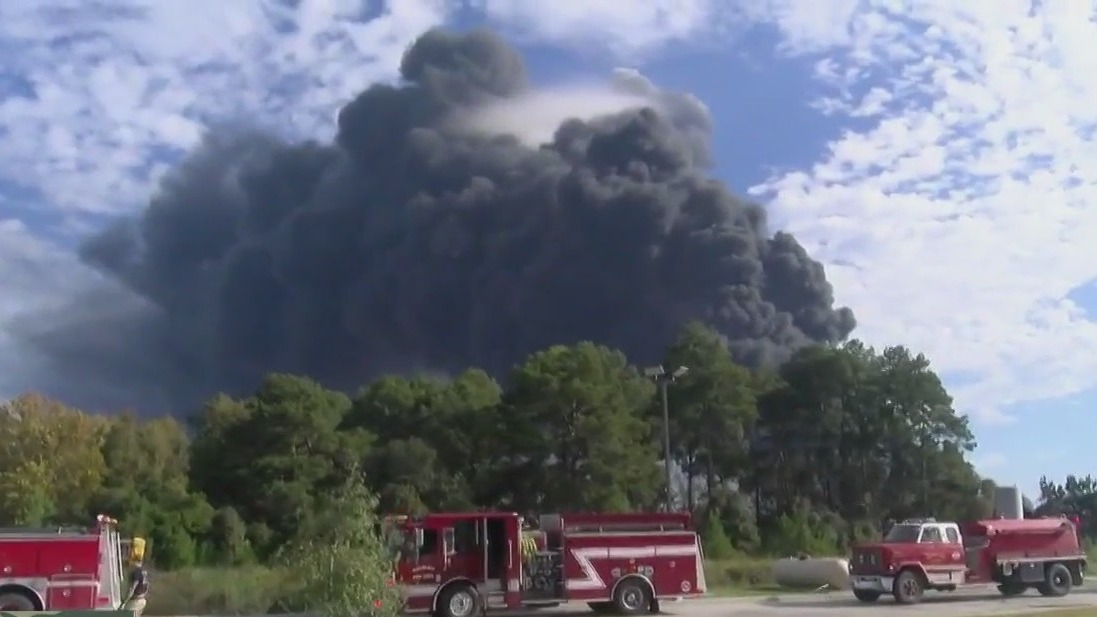 Plant fire contained near Shepherd, Texas