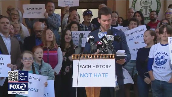 Jewish families and allies rally against anti-Israel teachers union resolution