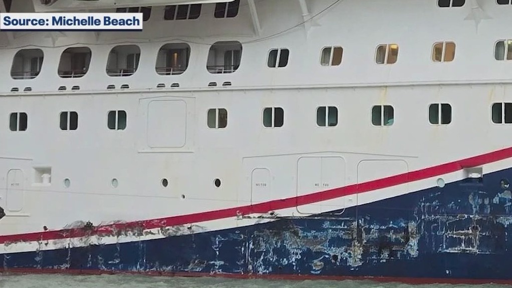 Carnival cruise ship damaged during Jamaica storm