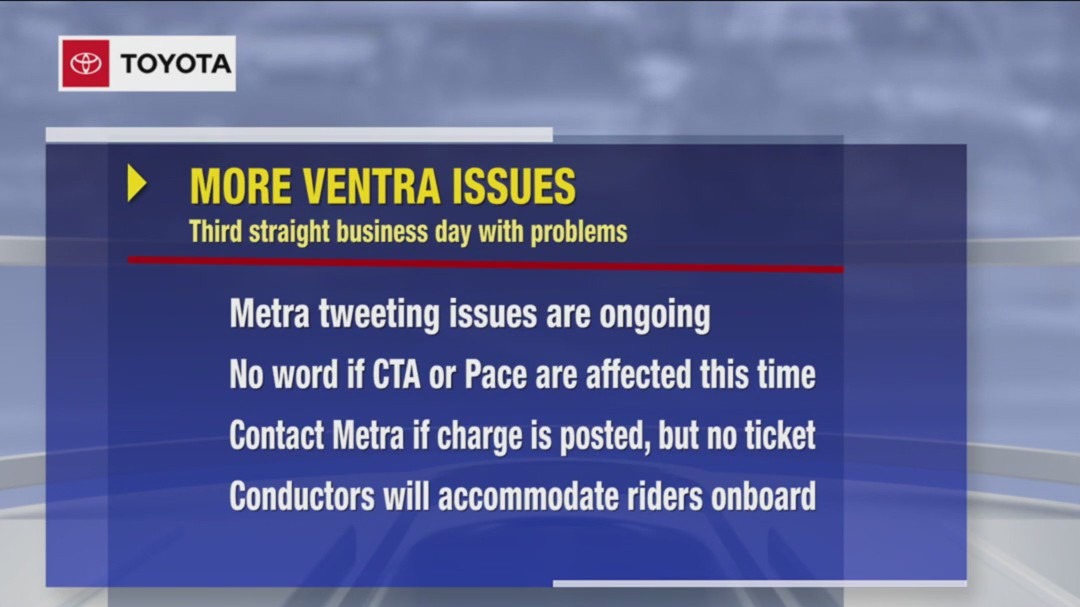 Metra commuters hit with more Ventra app issues Monday