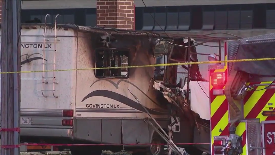 Man dies after being trapped in fiery RV at gas station; 2 others injured