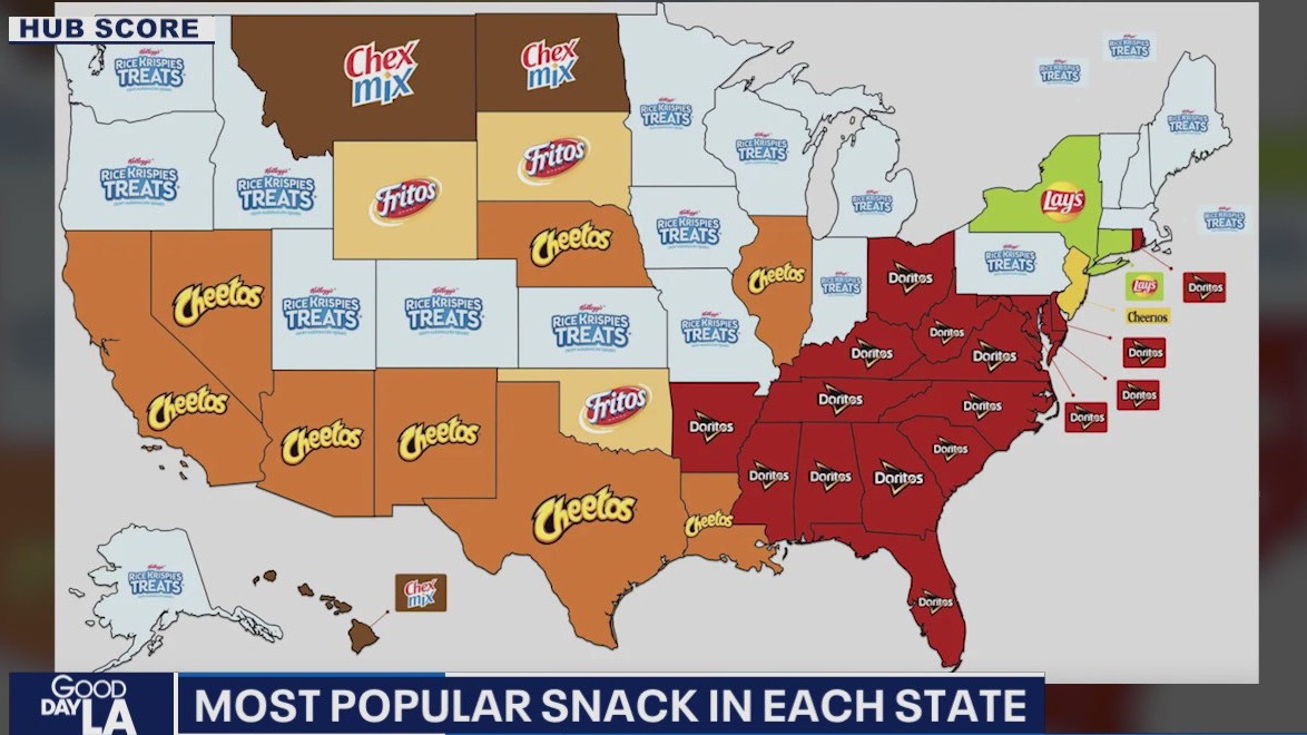 Most popular snacks in each state