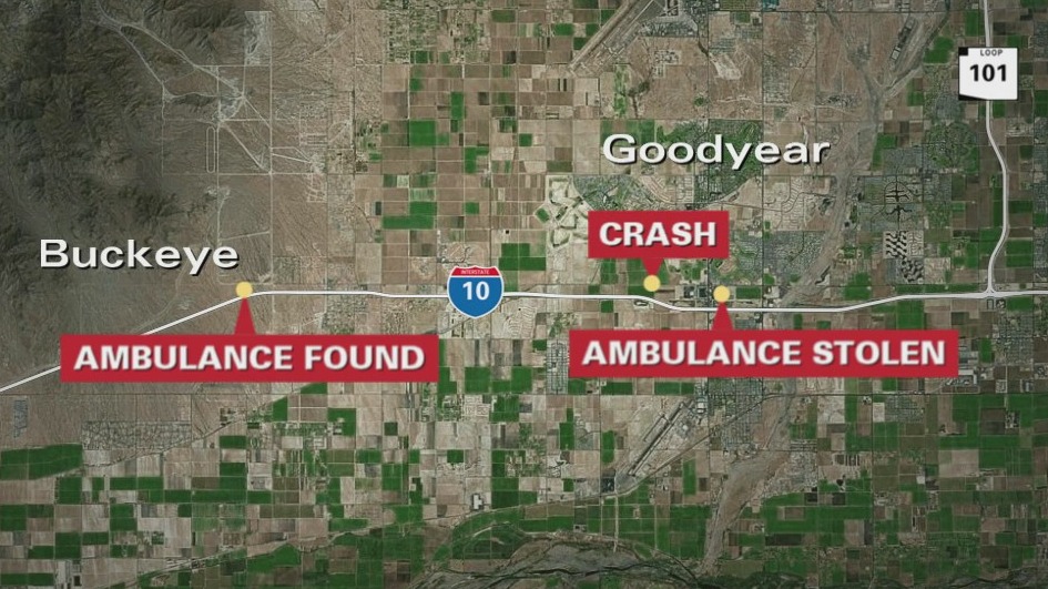 Ambulance stolen from Abrazo hospital in Goodyear ends in crash, police say