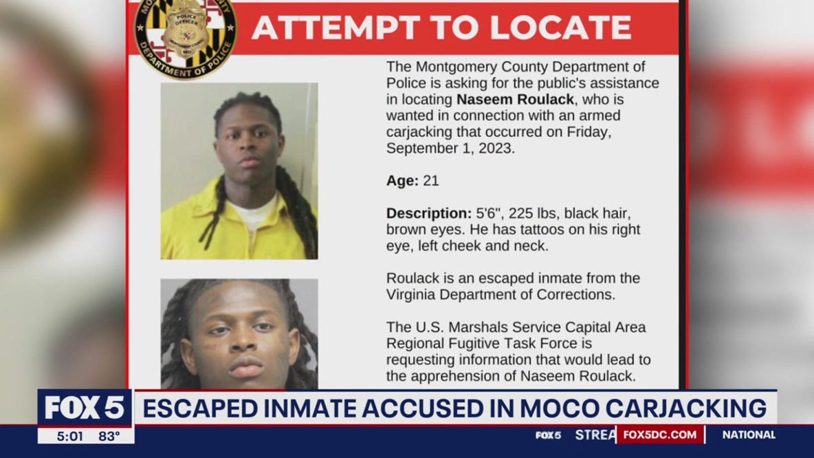 Escaped inmate accused in Montgomery County carjacking