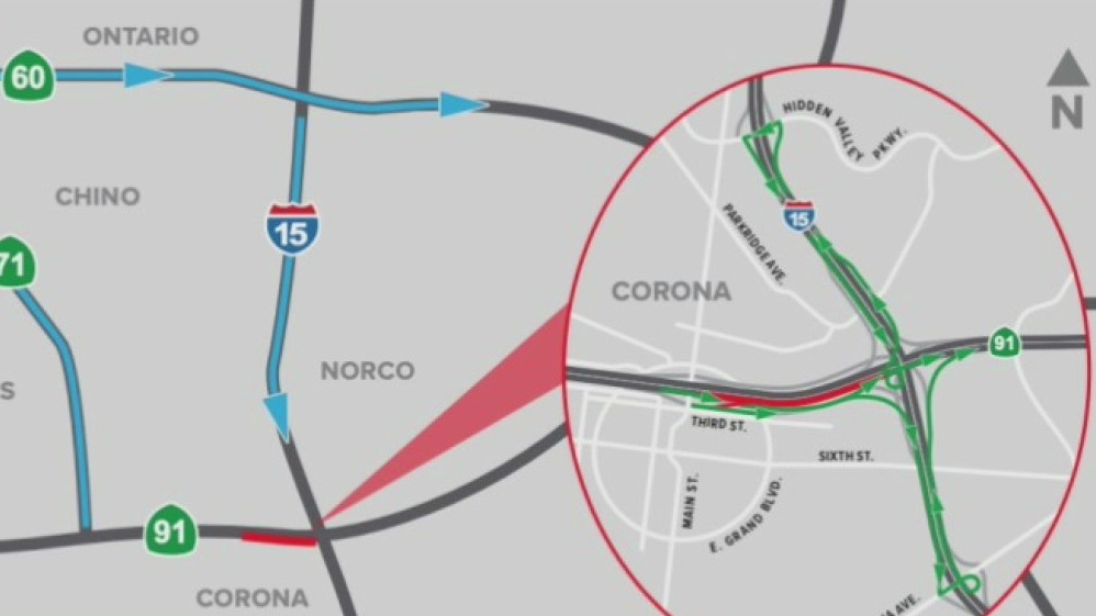 Freeway closures this weekend in Corona, Chino