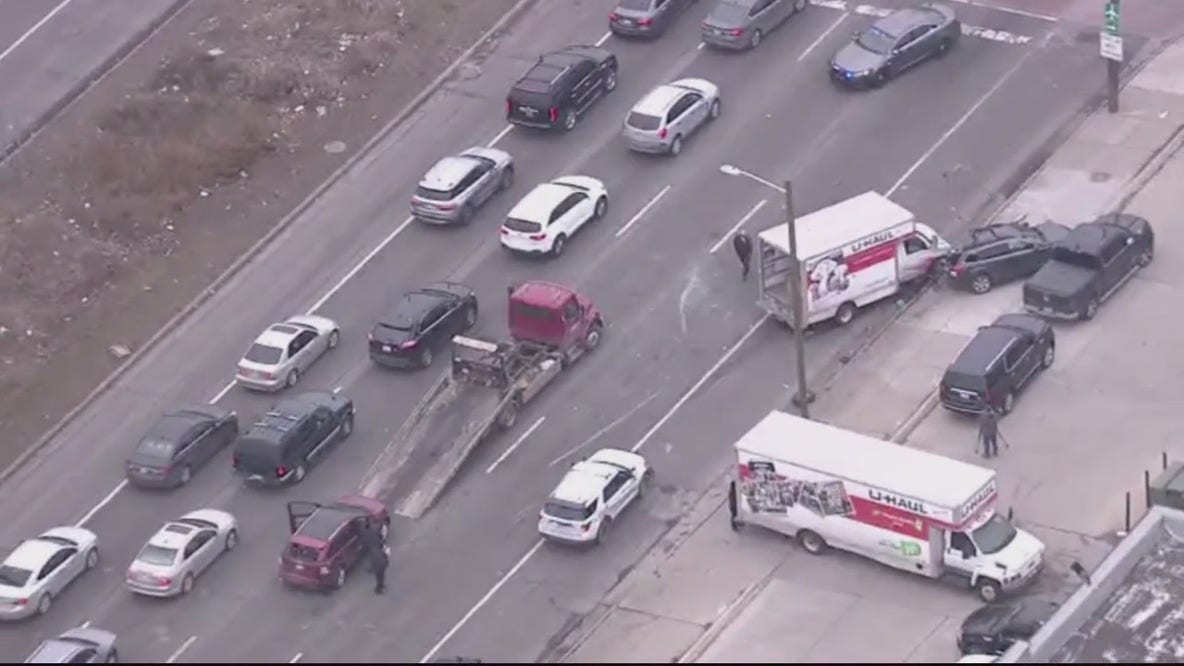 Four senior citizens injured in six-car crash on Detroit's east side