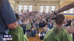 Hundreds of suburban students get heads shaved for charity