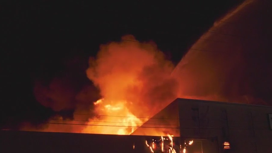 Fire erupts at old Sunkist plant in Oxnard