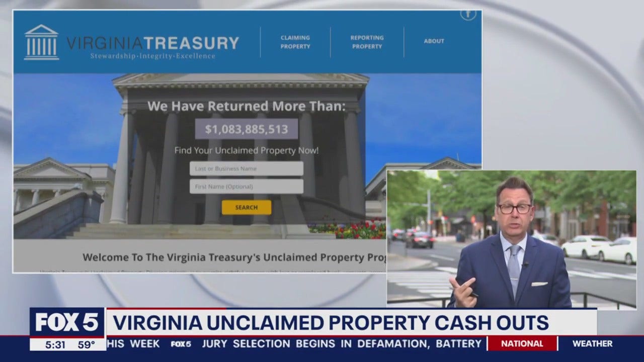 Virginia unclaimed property cash outs