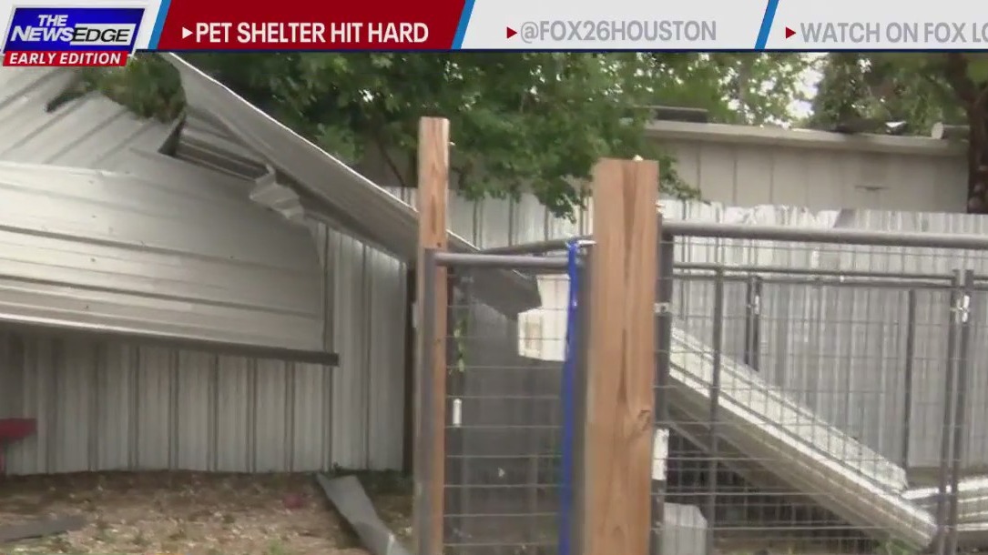 Houston pet shelter damaged from storms