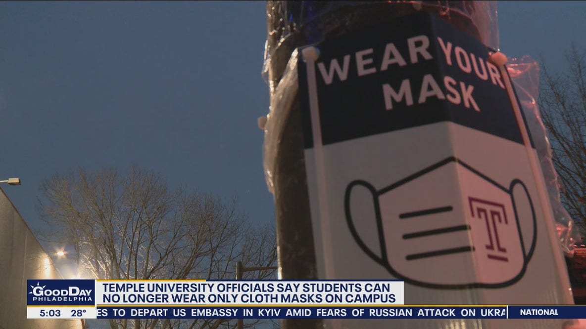 Temple students can no longer wear only cloth masks on campus, university says