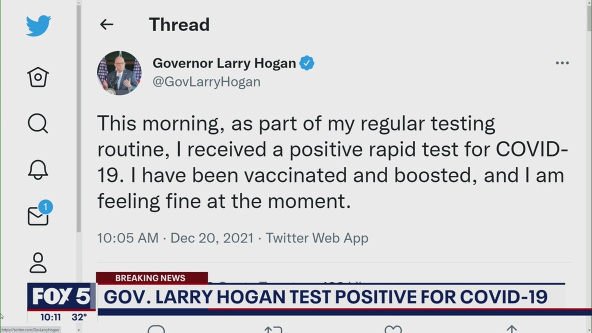 Maryland Governor Larry Hogan tests positive for COVID-19