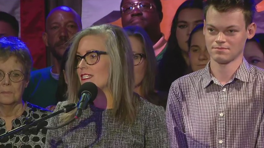 Katie Hobbs addresses supporters after projected Democratic gubernatorial primary win