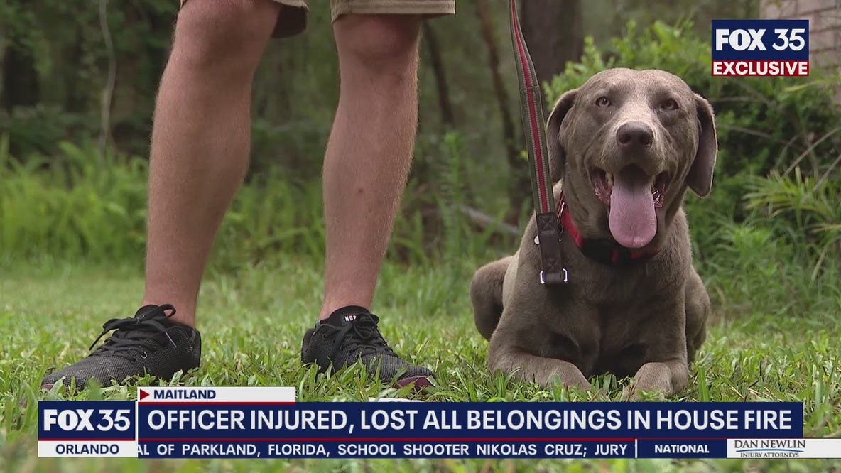 Florida police officer credits his dog for saving his life after lightning sparks house fire