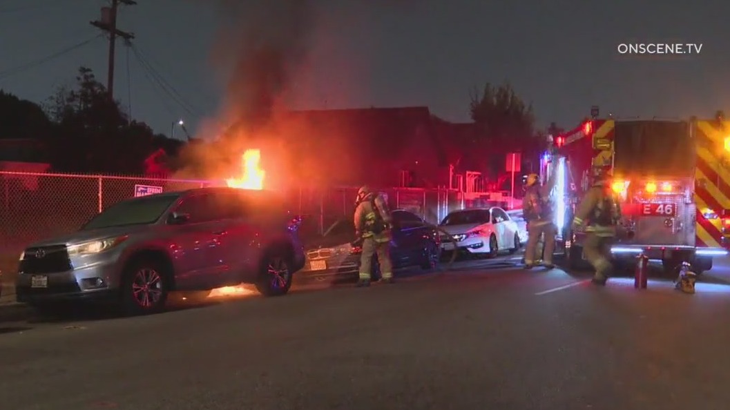 3 cars burn down in South LA; Arson suspected