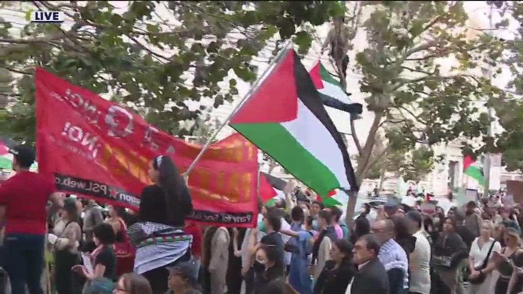 'Free, free Palestine': Protestors chain themselves to Pelosi's SF office building