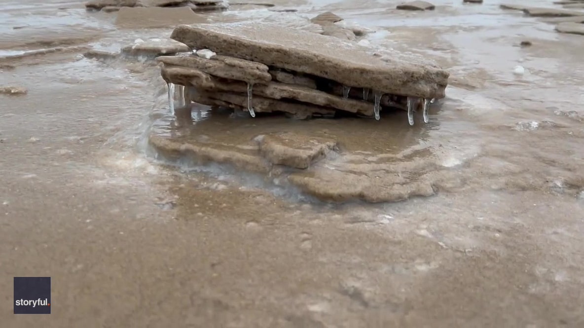 Slabs of Sand created by freezing temperatures on Lake Michigan Beach