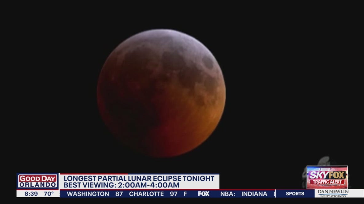 Longest partial lunar eclipse happening early Friday morning