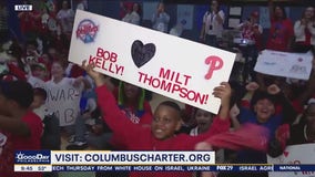 Phillies pep rally at Christopher Columbus Charter School