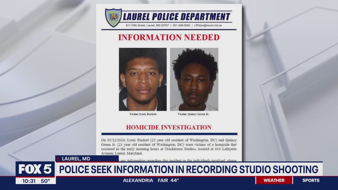 Search continues for Laurel recording studio shooting suspects