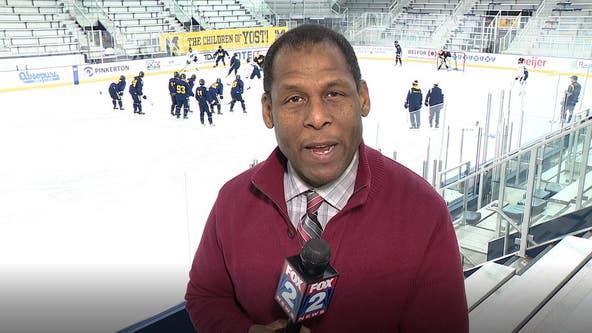 WATCH - Woody Woodriffe reports from Michigan hockey practice as they prepare for the Frozen Four